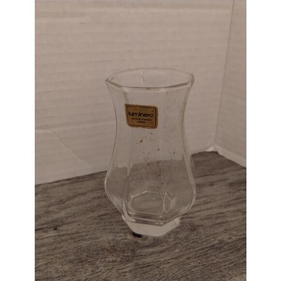 4" Clear Panel Luminarc Vase Made in France - Picture 1 of 3